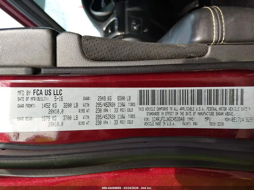 2016 JEEP GRAND CHEROKEE SRT