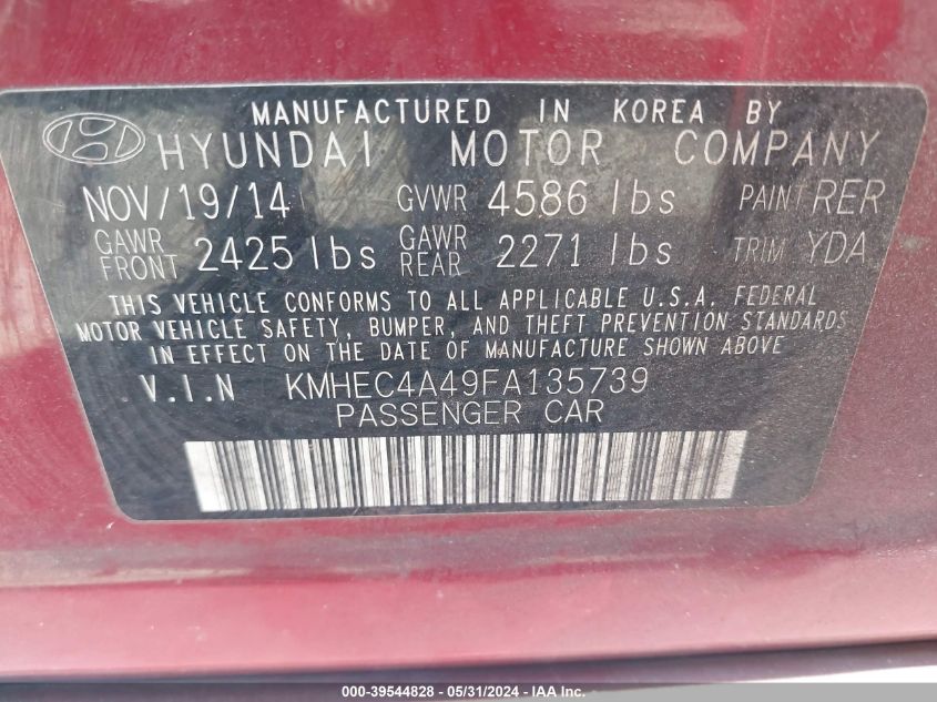 2015 HYUNDAI SONATA HYBRID LIMITED