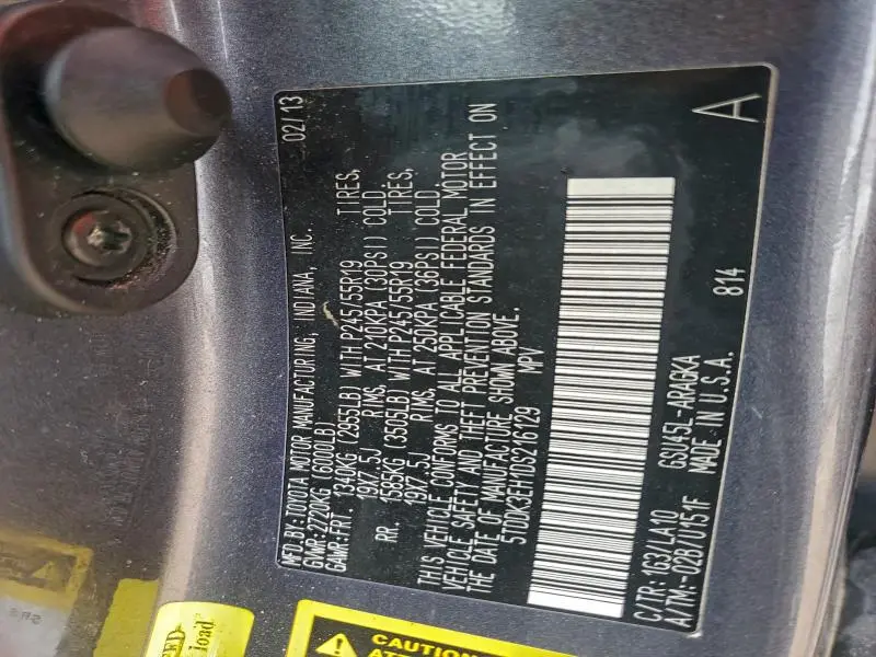 2013 TOYOTA HIGHLANDER LIMITED  