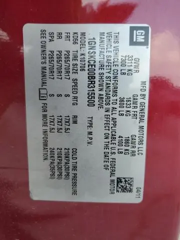 2011 CHEVROLET TAHOE K1500 LTZ  
