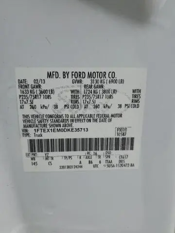 2013 FORD F150 SUPER CAB  