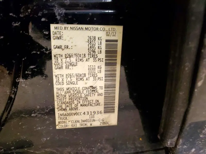 2012 NISSAN FRONTIER S  