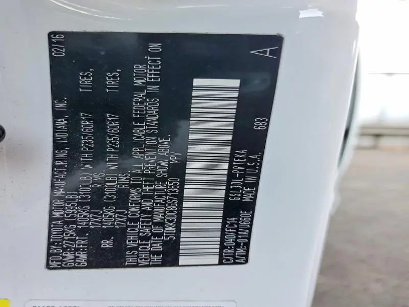 2016 TOYOTA SIENNA LE 8-PASSENGER  