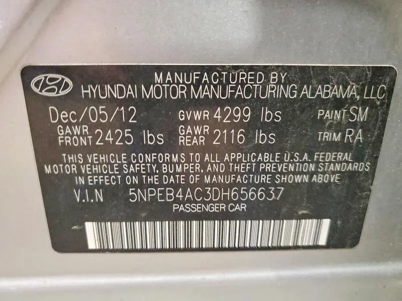 2013 HYUNDAI SONATA GLS  