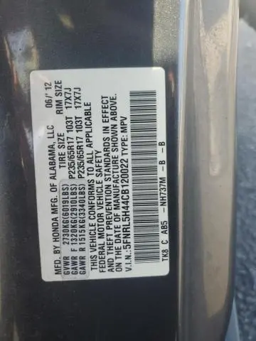 2012 HONDA ODYSSEY EX  