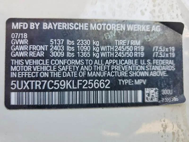 2019 BMW X3 SDRIVE30I  