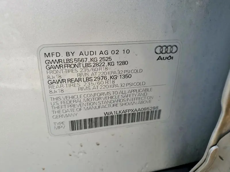 2010 AUDI Q5 PREMIUM PLUS  