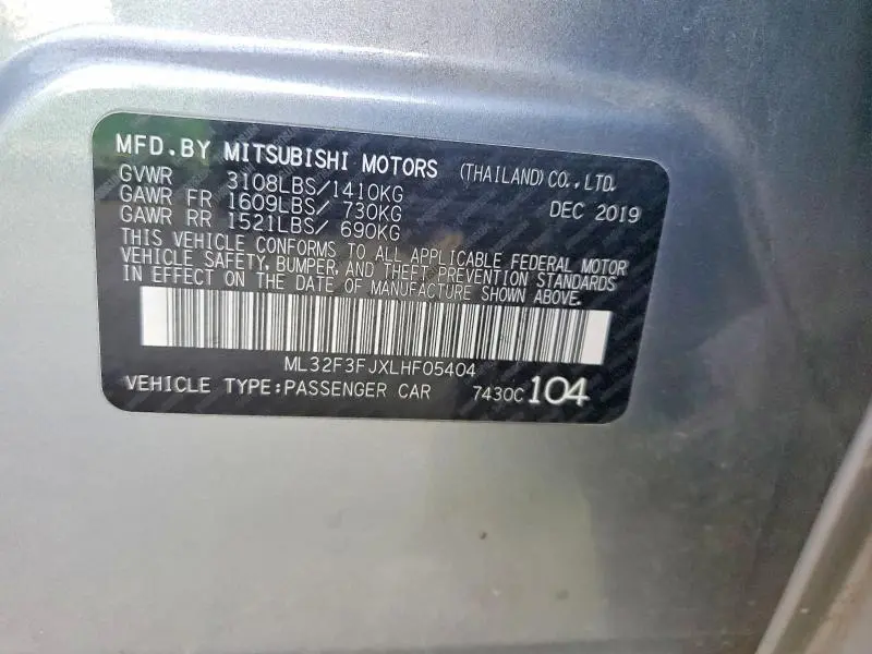2020 MITSUBISHI MIRAGE G4 ES  