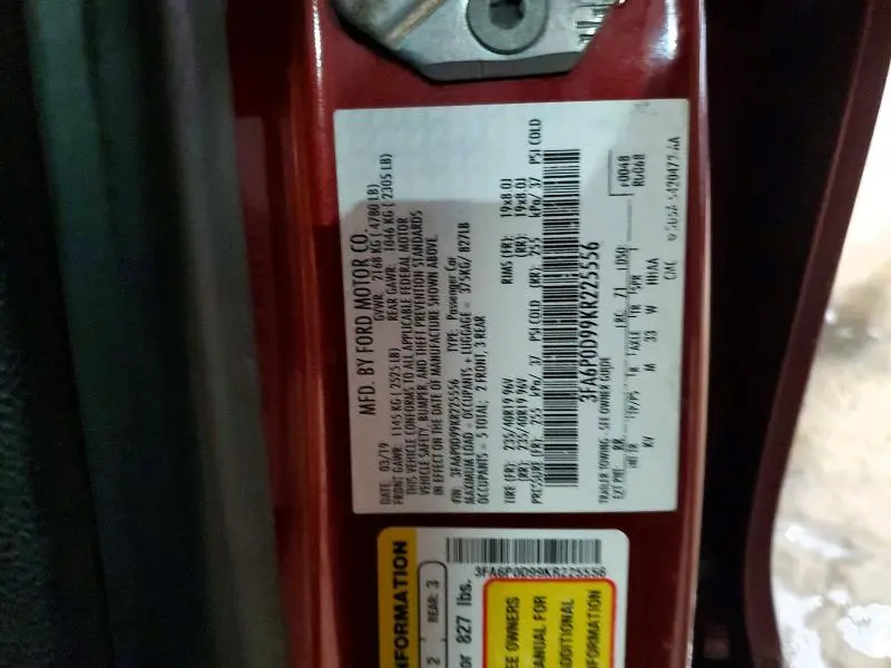 2019 FORD FUSION TITANIUM  