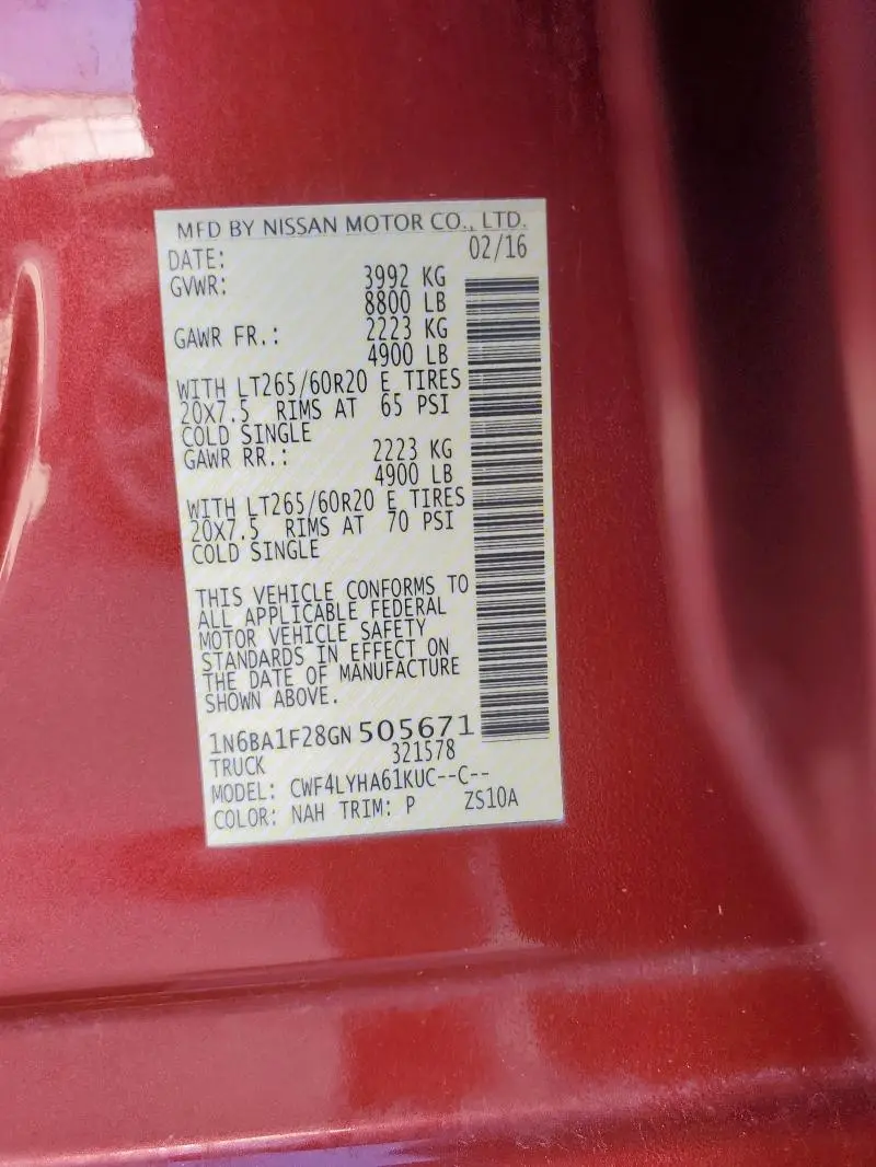 2016 NISSAN TITAN XD SL  