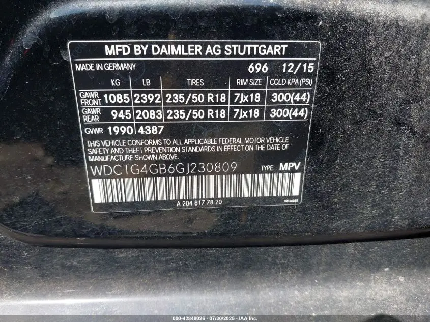 2016 MERCEDES-BENZ GLA 250 4MATIC