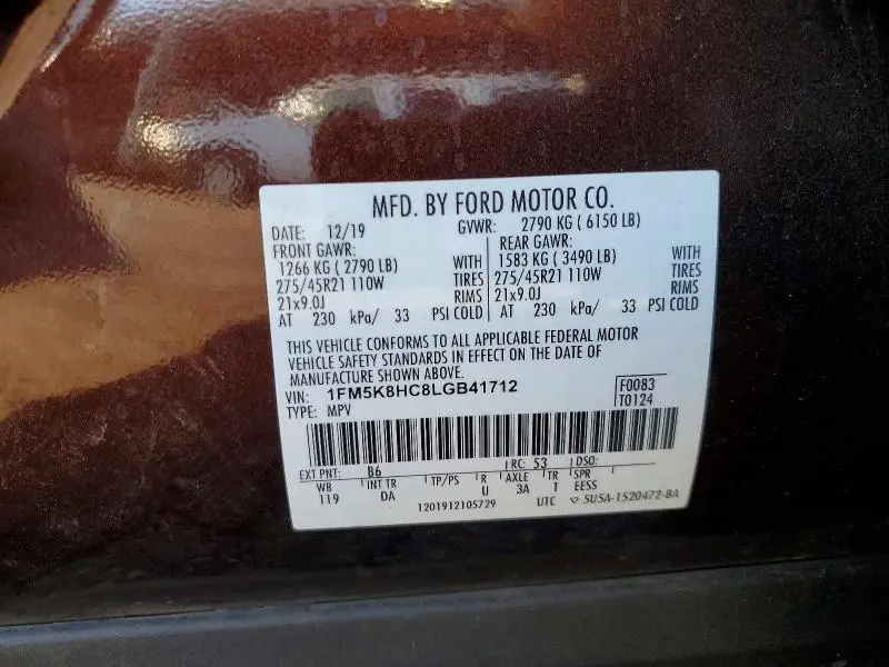 2020 FORD EXPLORER PLATINUM  