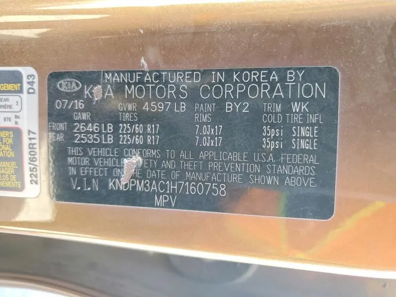 2017 KIA SPORTAGE LX  