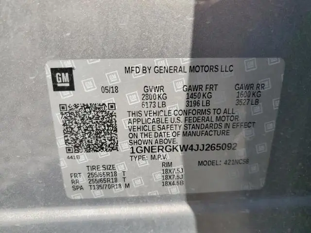 2018 CHEVROLET TRAVERSE LT  