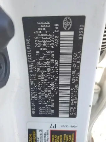 2015 TOYOTA CAMRY LE  