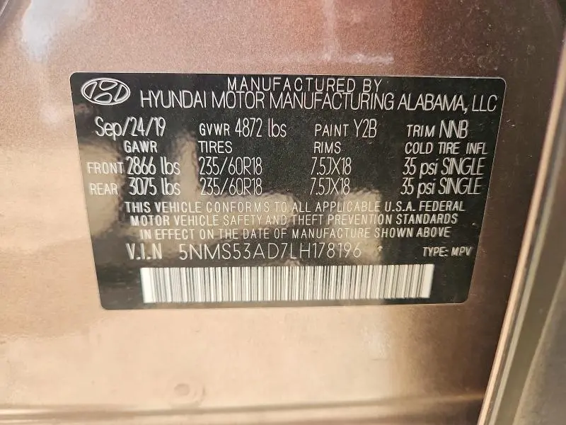 2020 HYUNDAI SANTA FE LIMITED  