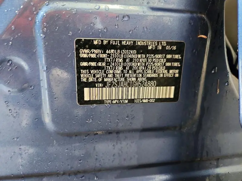 2016 SUBARU FORESTER 2.5I LIMITED  