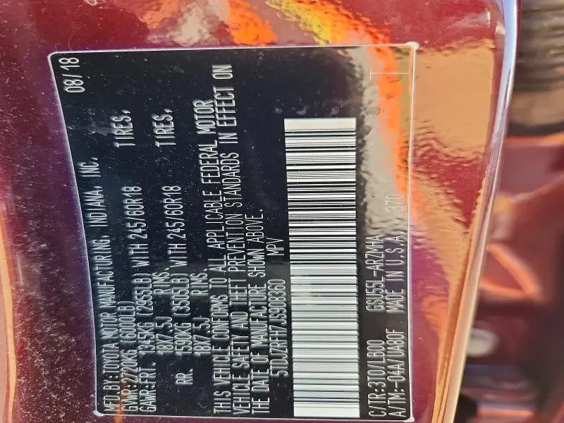 2018 TOYOTA HIGHLANDER SE  