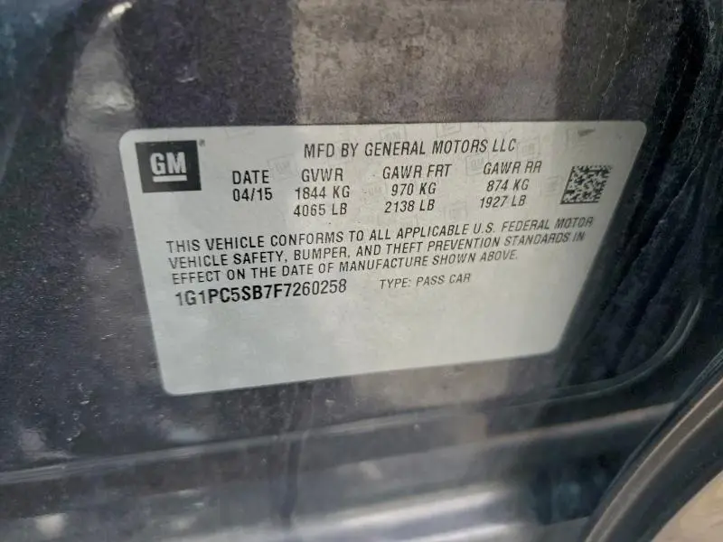 2015 CHEVROLET CRUZE LT  