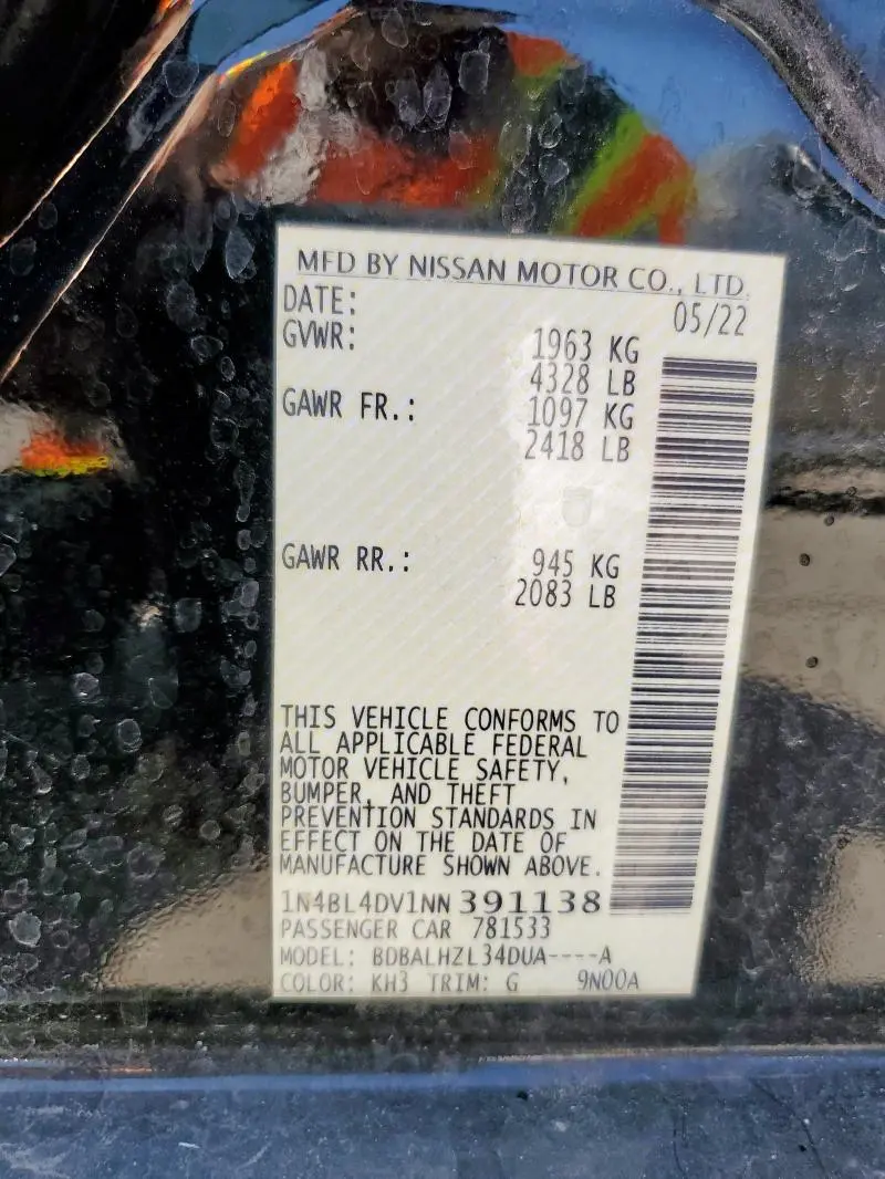 2022 NISSAN ALTIMA SV  