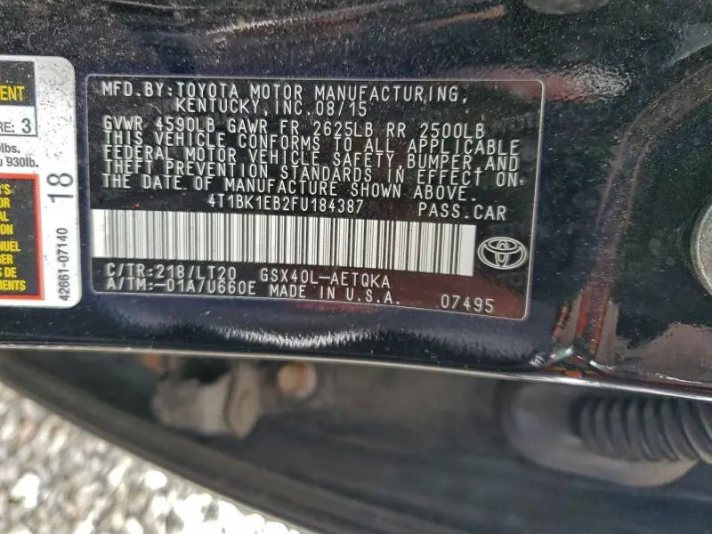 2015 TOYOTA AVALON XLE TOURING  