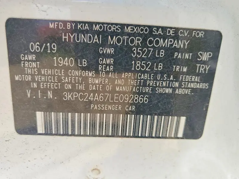 2020 HYUNDAI ACCENT SE  