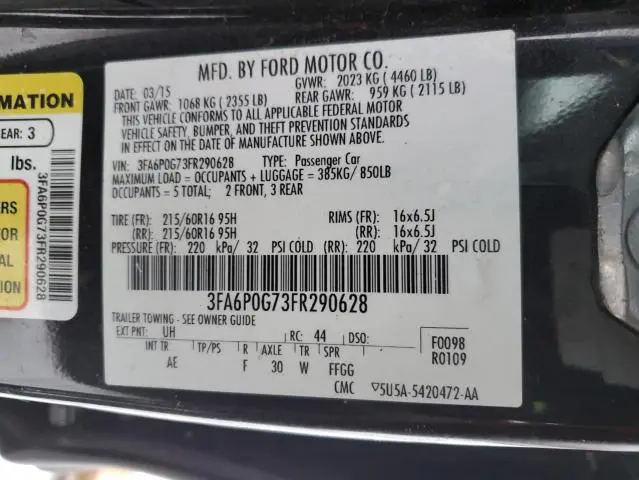 2015 FORD FUSION S  