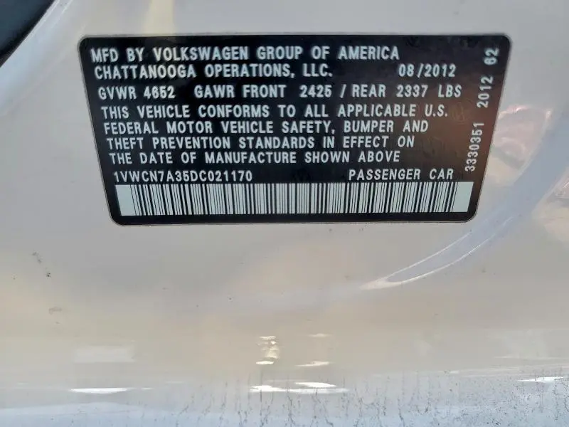 2013 VOLKSWAGEN PASSAT SEL  