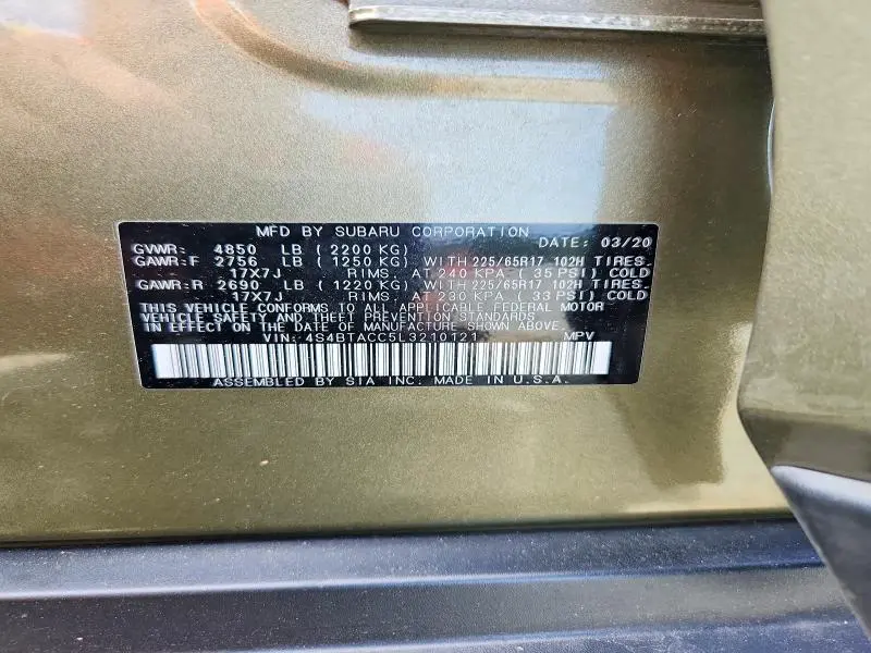 2020 SUBARU OUTBACK PREMIUM  