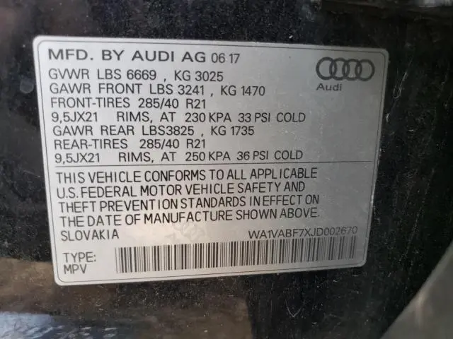 2018 AUDI Q7 PRESTIGE  