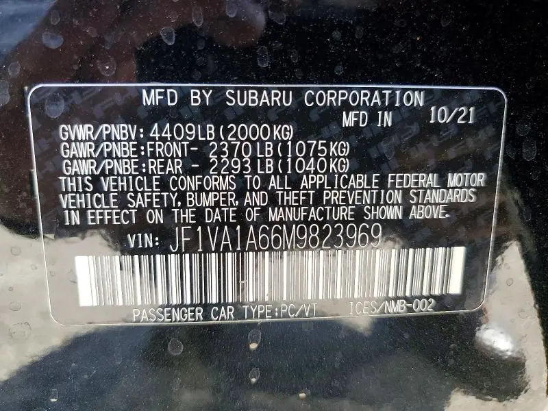 2021 SUBARU WRX   