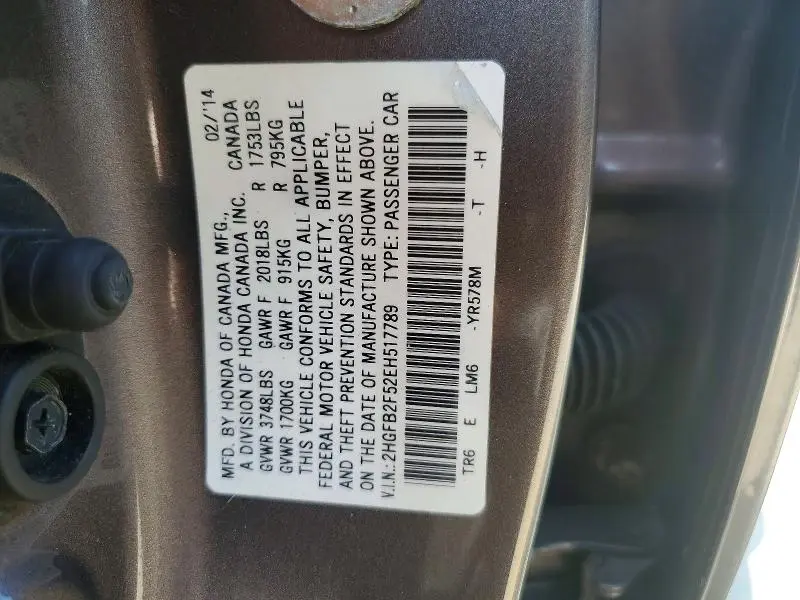 2014 HONDA CIVIC LX  
