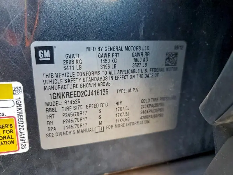 2012 CHEVROLET TRAVERSE LS  