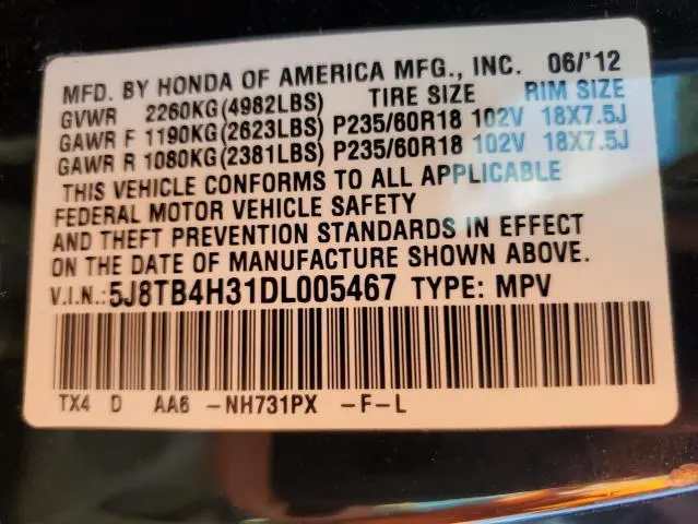 2013 ACURA RDX   