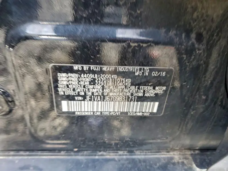 2016 SUBARU WRX LIMITED  