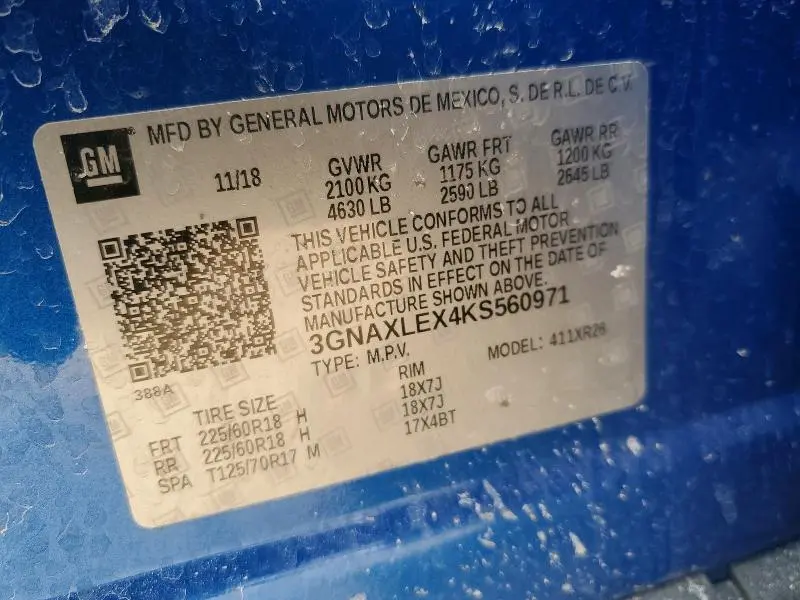 2019 CHEVROLET EQUINOX LT  