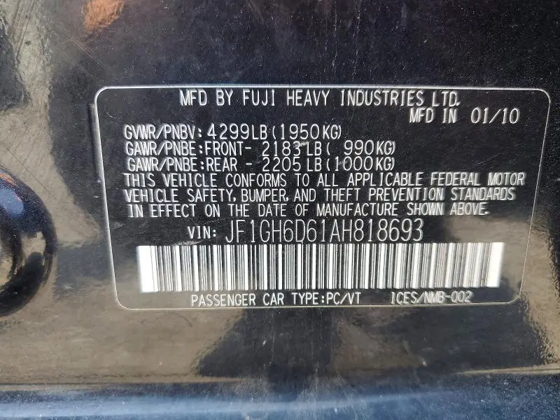 2010 SUBARU IMPREZA OUTBACK SPORT  