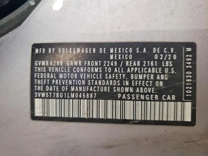 2020 VOLKSWAGEN JETTA GLI  