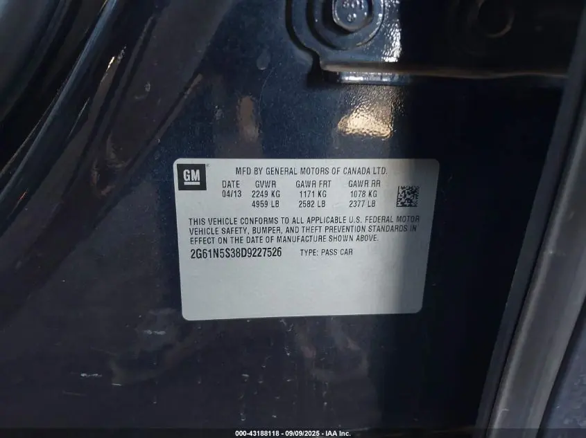 2013 CADILLAC XTS STANDARD