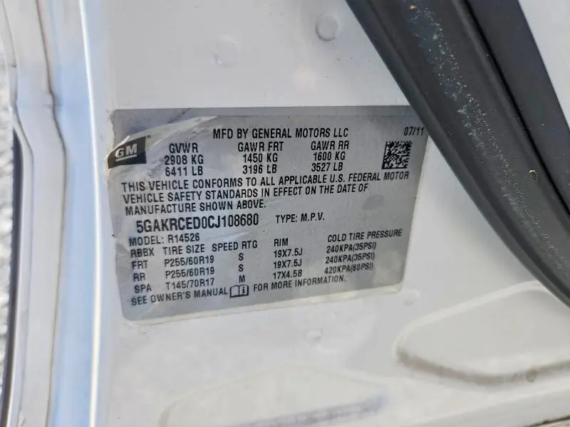 2012 BUICK ENCLAVE   