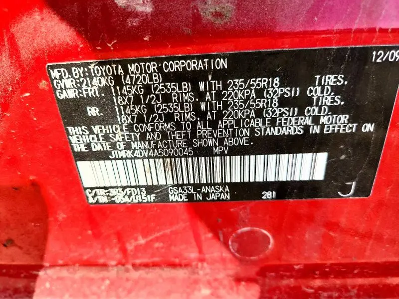 2010 TOYOTA RAV4 SPORT  