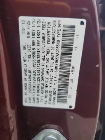 2010 ACURA RDX   