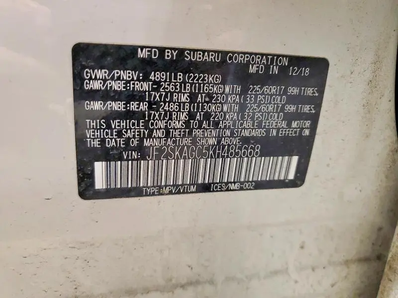 2019 SUBARU FORESTER PREMIUM  