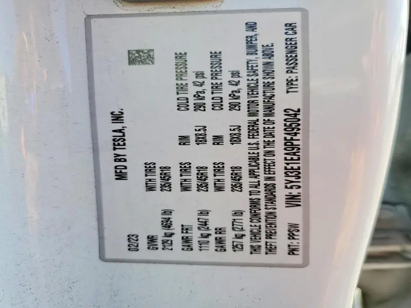 2023 TESLA MODEL 3   