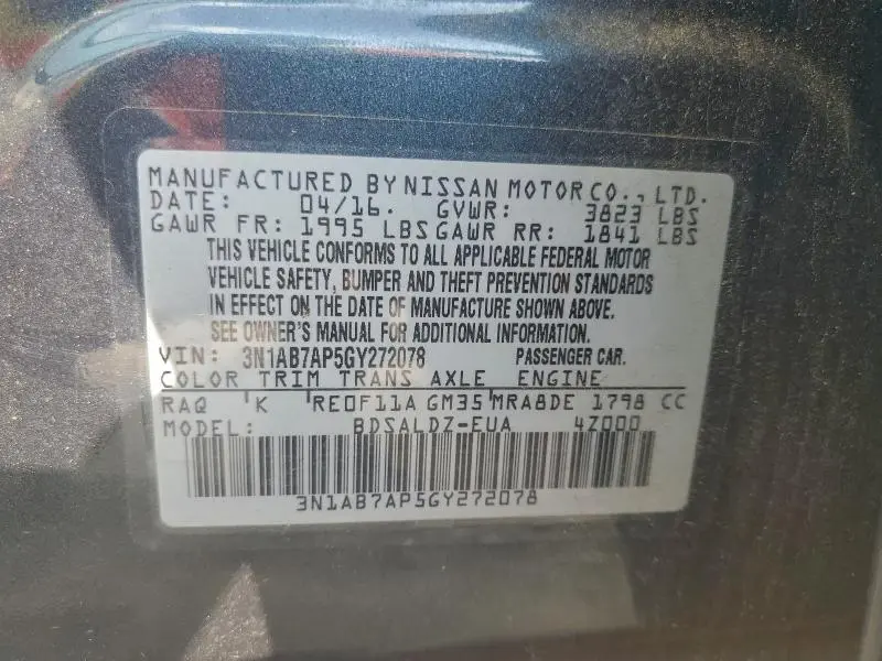 2016 NISSAN SENTRA SV  