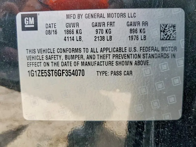 2016 CHEVROLET MALIBU LT  