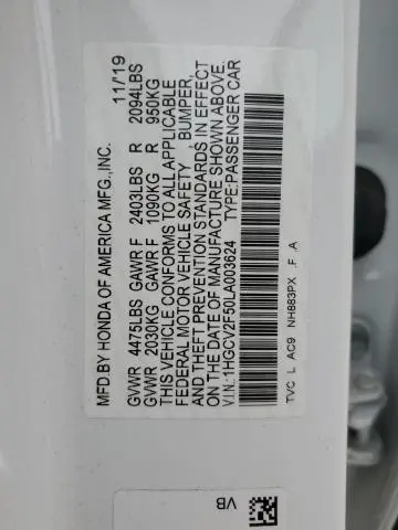 2020 HONDA ACCORD EXL  