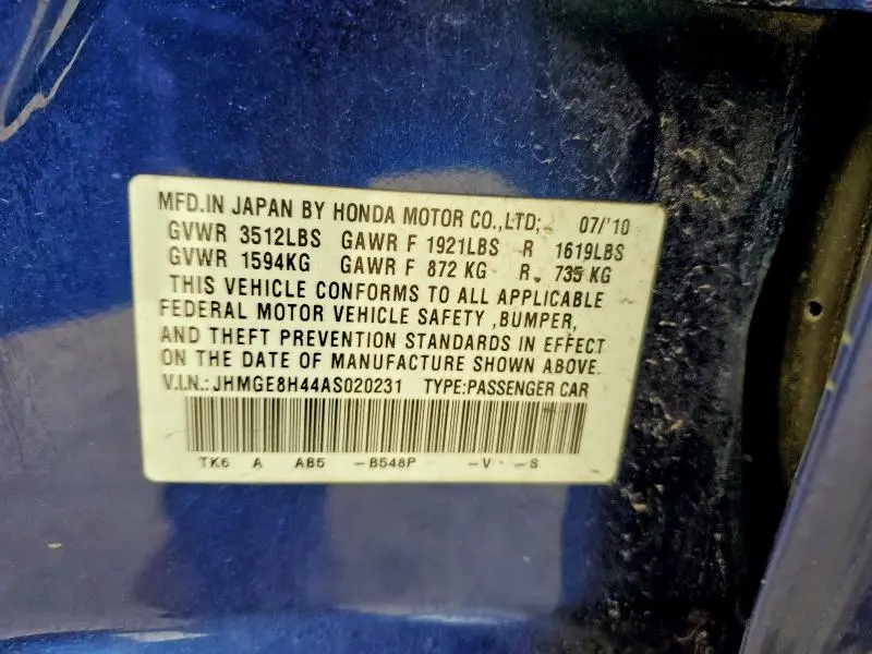 2010 HONDA FIT SPORT  