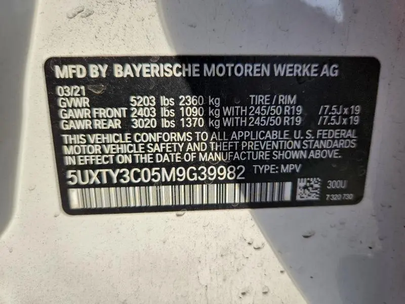 2021 BMW X3 SDRIVE30I  