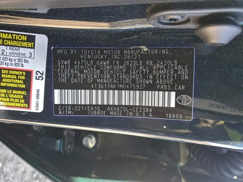 2021 TOYOTA CAMRY SE  